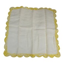 VTG Ruffled Yellow Hand Crochet Victorian Handkerchief Scalloped Edges 12” Scarf - £14.93 GBP