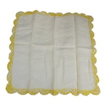 VTG Ruffled Yellow Hand Crochet Victorian Handkerchief Scalloped Edges 12” Scarf - £14.76 GBP