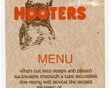 Hooters Menu Chicago Illinois Area Tampa Bay Florida Area 1986 - $17.82
