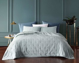 Aqua 3-Piece Star Quilted Reversible Bedspread And Coverlet Set By Bouri... - $45.97