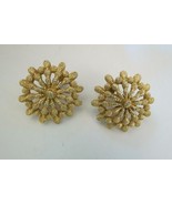 Monet Comfort Clip Earrings Gold Tone Bold Textured Design Luxury Marked... - £14.13 GBP