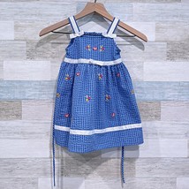 Youngland Gingham Seersucker Dress Blue White Flower Butterfly Toddler G... - $14.84