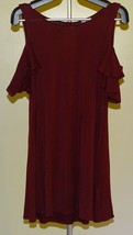 ALYA BURGUNDY MAROON COLD SHOULDER TOP RUFFLED SHORT SLEEVES BACK KEYHOL... - $2.96