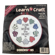 Dimensions Cross Stitch Home Is Where The Heart Is Beginner Level 6" Round 1997 - $19.26