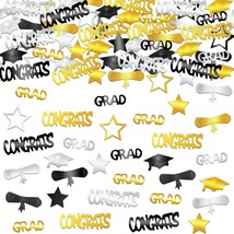 Black and Gold Graduation Confetti 2024 Pack of 1000 Congrats Grad Confetti 2024 - £15.04 GBP