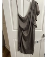 Bcbg Maxazria Dress One Shoulder Pewter Silver Color Size Medium NWT - $23.36