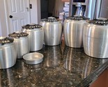 VTG Kromex Spun Aluminum 6 Canister Lot Flour Sugar Cookies Tea Coffee G... - $179.95