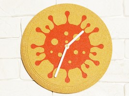 Handmade wall clock, cork clock, handmade design clock, red clock - £69.62 GBP