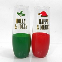 TMD Holdings Happy Holiday Merry Jolly Xmas Stemless Champagne Flutes Se... - $9.99