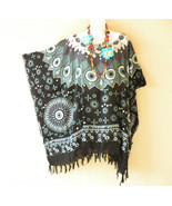 KG31 Abstract Batik Women Plus Poncho Caftan Hippie Tunic Blouse Top up ... - $24.90