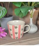 Floral Striped Stoneware Mug- 2 Colour Options Available. - $20.19 CAD