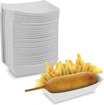 Paper Food Trays - 5 Lb Disposable Plain White Boats By Mt, Made In The Usa - £35.93 GBP