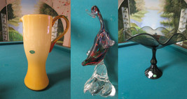 ITALIAN MURANO BALBOA Italian  HAND MADE PITCHER - BIRD - PEDESTAL BOWL ... - $125.00