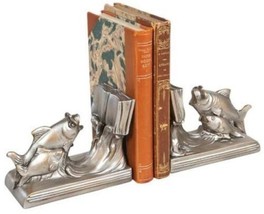 Bookends Bookend MOUNTAIN Lodge Schooling Fish Resin Hand-Cast Hand-Painted - £175.05 GBP