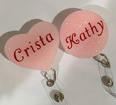 retractable badge holder Pretty Pink With Your Name. - £7.89 GBP