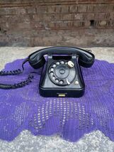 Black bakelite Iskra ATA 11 telephone, retro bakelite office rotary phone - $85.00