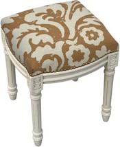Vanity Stool Jacobean Floral Flowers Backless Antique White Wash Caramel - £198.32 GBP