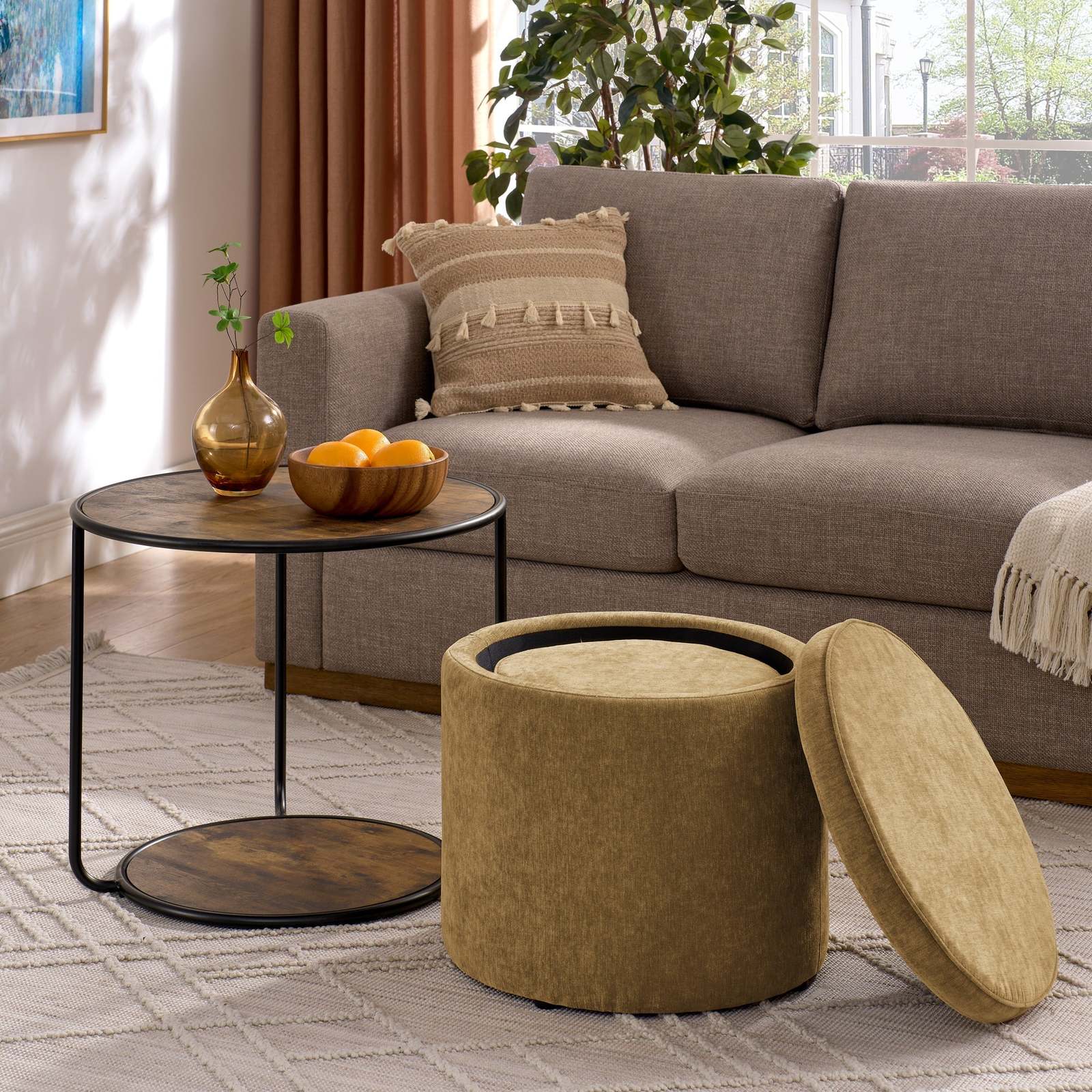 Dark Yellow Ottoman Multi-Functional Combination Set Table Item image 3