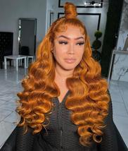 Body wave orange ginger human hair lace front wig/180% density orange gi... - $329.00+