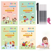 4 Pc Magic Practice Copybook For Kids, Grooved Handwriting Practice Book, - £16.76 GBP