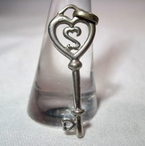 Sterling Silver Heart Key Necklace Pendant K1213 - £38.76 GBP
