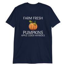 Farm Fresh Pumpkin Apples Hayrides Cider T-Shirt | Women Cute Pumpkins Fall Shir - £15.61 GBP