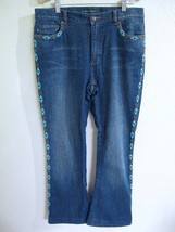 Ralph Lauren Blue Jeans 10 Southwestern Turquoise Beaded Embellished - £23.91 GBP