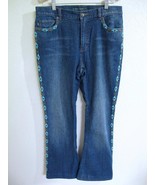 Ralph Lauren Blue Jeans 10 Southwestern Turquoise Beaded Embellished - £22.53 GBP