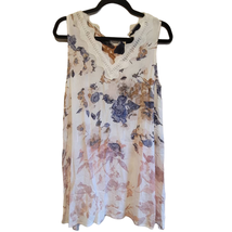 Mystree Womens Sleeveless Tunic Dress Small V neck Lace Edge Floral Ligh... - £18.92 GBP
