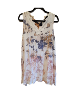 Mystree Womens Sleeveless Tunic Dress Small V neck Lace Edge Floral Ligh... - $32.49 CAD