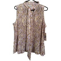 NEW Nanette Lepore Blouse Large Orchid Floral Sleeveless Fit and Flare Purple - £23.65 GBP