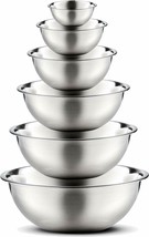 Mixing Bowl Set, Brushed Stainless Steel, Polished Mirror Finish, (6 Piece) - £30.30 GBP