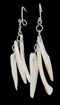 Tiered Natural Shell (Mother Of Pearl) Shell Shards + Sterling Hook Earrings - $17.42