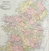 Ireland Map Lithograph 1909 Hammond Art Print British Isles LGADMap - £32.41 GBP