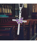 Butterfly Cross Necklace for Women 925 Sterling Silver - $2,265.70 MXN