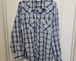 Wrangler Wrancher Pearl Snap Shirt Men Size 2XL Tall Blue Plaid Western ... - $22.76