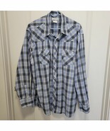 Wrangler Wrancher Pearl Snap Shirt Men Size 2XL Tall Blue Plaid Western ... - $31.12 CAD
