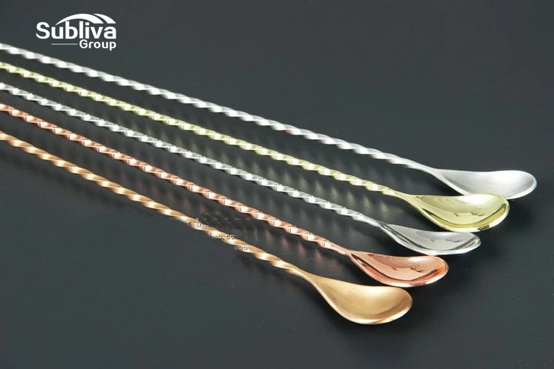 House Home Stainless Steel Mixing tail Spoon, Spiral Pattern Bar Teadrop Spoon S - £19.98 GBP