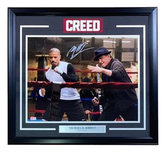 Michael B Jordan Signed Framed 16x20 Creed Training Photo w/ Stallone BAS ITP - £260.56 GBP