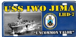 Navy Uss Iwo Jima LHD-7 Uncommon Valor License Plate Made In Usa - £22.86 GBP