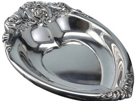 Wallace Sterling Rose Point Heart Dish - £136.88 GBP