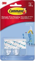 3M Command 17092CLR Decorative Hooks Hangers Small Damage Free 2 Hooks, Clear - £6.80 GBP