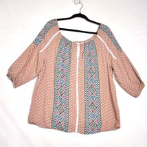 Great Northwest Indigo Women&#39;s Boho Peasant Shirt Blouse Size Medium - $15.28