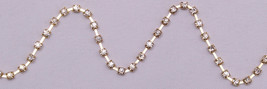 1/8&quot; Wide Faux Rhinestone Chain Rhinestones on Gold Metal Banding BTY M2... - £2.86 GBP