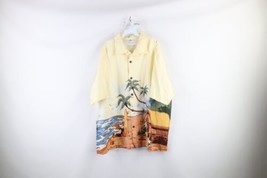 Vintage Disney Mens 2XL XXL All Over Print Beach Surfing Hawaiian Button Shirt - £54.47 GBP