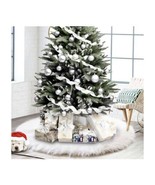 Christmas Fluffy White Tree Skirt 48 Faux Fur (a) N12 - £87.04 GBP
