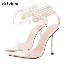 Eilyken 2021 Fashion Women Summer Sandals Sexy Pointed Toe Ankle Cross Lace-Up S - £38.88 GBP