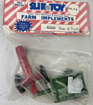 Vintage SLIK TOY Diecast Farm Tractor &amp; Wagon Red Green Metal 6299 6&quot; SE... - £9.15 GBP