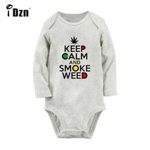 Keep Calm And Smoke Weed Print Newborn Jumpsuit Bodysuit Baby Long Sleeve Romper - £8.15 GBP