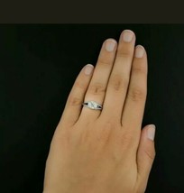 Vintage Engagement Sapphire Ring Half Bezel 14K White Gold Plated 2.32Ct Diamond - £77.24 GBP